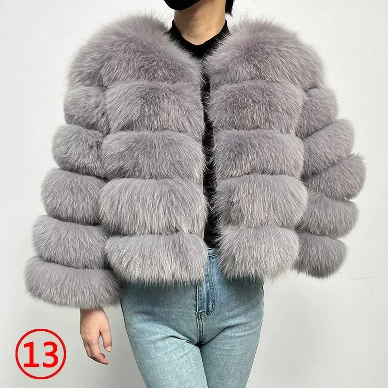 2023 Natural Real Fox Fur Coat Women Winter Warm Luxury Fur Jacket Detachable Long Sleeves Female Vest Furry Coats Outerwear