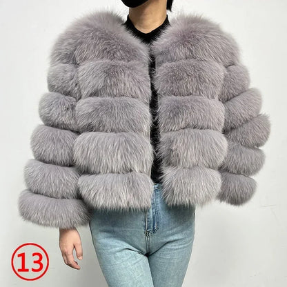 2023 Natural Real Fox Fur Coat Women Winter Warm Luxury Fur Jacket Detachable Long Sleeves Female Vest Furry Coats Outerwear