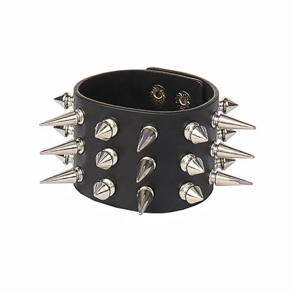 Punk Bracelets PU Leather Studded Bracelet Adjustable Goth Cuff Bracelet Gothic Rivet Buckle Wristband for Men Women Emo Jewelry