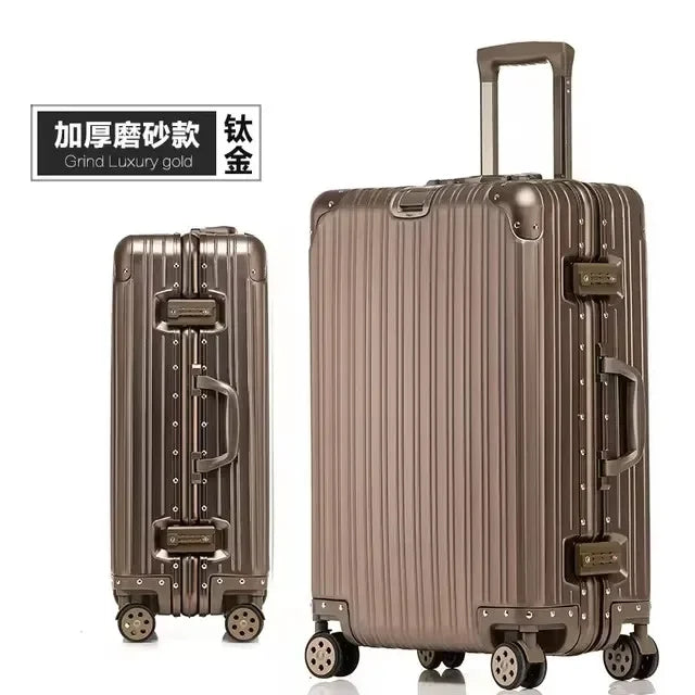 100% Aluminum-Magnesium Alloy Suitcases 20/24/26/29 Inch Lightweight Spinner Luggage TSA Lock Durable Travel Bag
