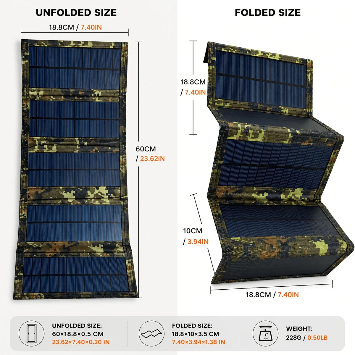 Folding Portable Solar Charging Panel; Outdoor Camping Charging Is No Trouble; The Pattern Is Super Cool