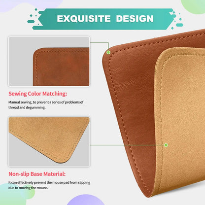 2pack Leather Mouse Pad with Stitched Edge for Laptop Computer PC Personality Desings Office Mouse Mat Pad 20X25CM