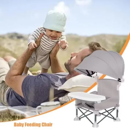 Portable Outdoor Camping Folding Dining Chair Sunshade High Chair with Tent Baby Picnic Table Chair Camping Gear