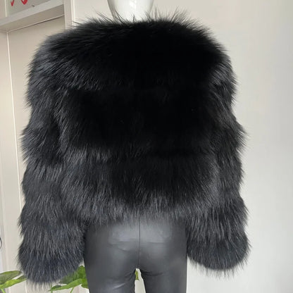 BEIZIRU Women's Short Real Raccoon Fur Coat Winter Long Sleeve Hooded Natural Luxury Thick Jacket for Fashionable Cold Weather