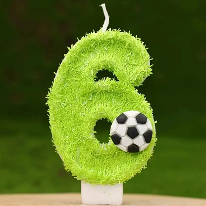 New 0-9 Number Birthday Candles Original Green Silk Football Birthday Cake Digital Party Anniversary Candle