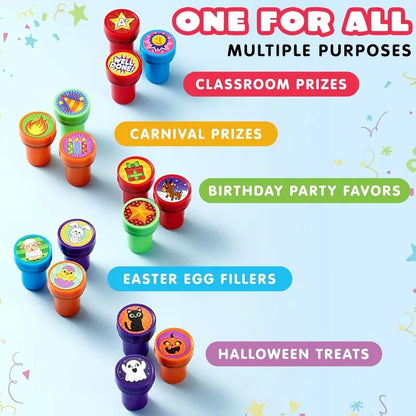 50 Pcs Assorted Stamps for Birthday Party Favor Carnival Prizes School Stampers Goodie Bag, Easter Treasure Box Toys