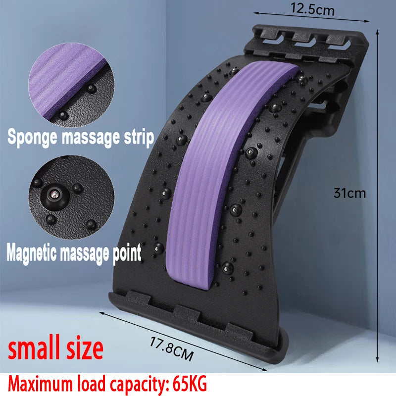 4-Level Adjustable Back Stretcher Lumbar Support Massage Roller with Sponge Strip for Spine Relax Home Office Yoga Aid