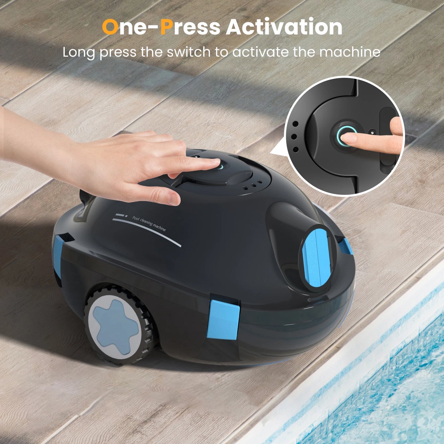 INSE Y10 Cordless Robotic Pool Cleaner,90 Mins Runtime,Self-Parking, for Above/Inground Pools Up to 65ft/1100 Sq.Ft (Black))