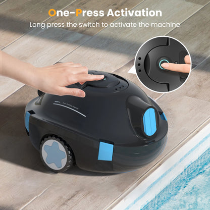 INSE Y10 Cordless Robotic Pool Cleaner,90 Mins Runtime,Self-Parking, for Above/Inground Pools Up to 65ft/1100 Sq.Ft (Black))