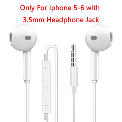In Ear Earphones For Apple iPhone 16 15  14 13 12 11 Stereo Sound Wired Earbud Bluetooth-compatible Headset 3.5mm For all phone