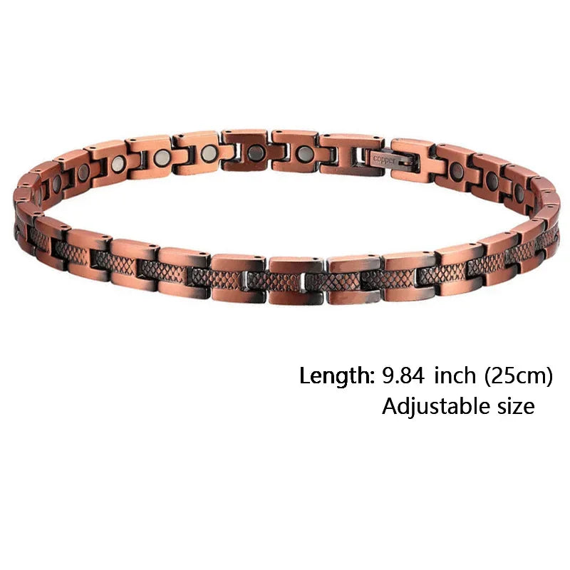 Women Magnetic Therapy Anklets 99.9% Pure Solid Copper 3500 Gauss Magnets Ankle Pain Relief for Arthritis Adjustable Size