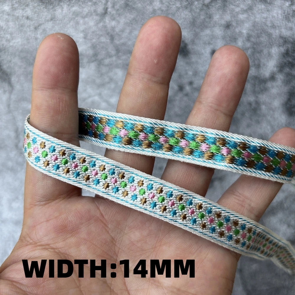 5 Yards 1~3CM Geometric Flower Designs Are Selling Well Embroidered Jacquard Ribbon Decorative Clothing Dog Chain Curtains