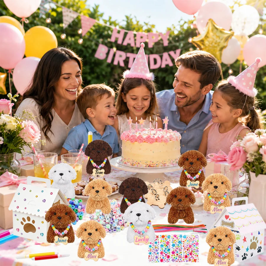 8-36Sets DIY Adopt A Puppy Party Favor Teddy Dog Stuffed Animal Bulk Adopt Me Plush Mini Animals for Dog Birthday Party Favors