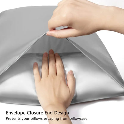 Polyester Satin Pillowcase Set | Two Covers with Envelope Closure | Bedroom & Guest Room
