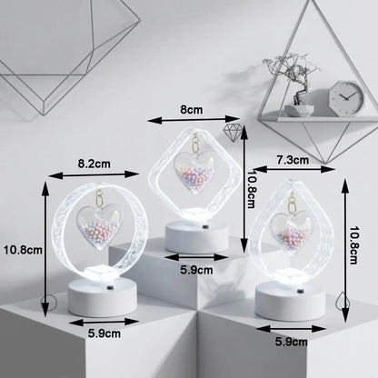 White Light Geometric LED Night Light Stable No-Flicker Light Acrylic Engraved Shade Acrylic Table Lamp Anti-Slip Base
