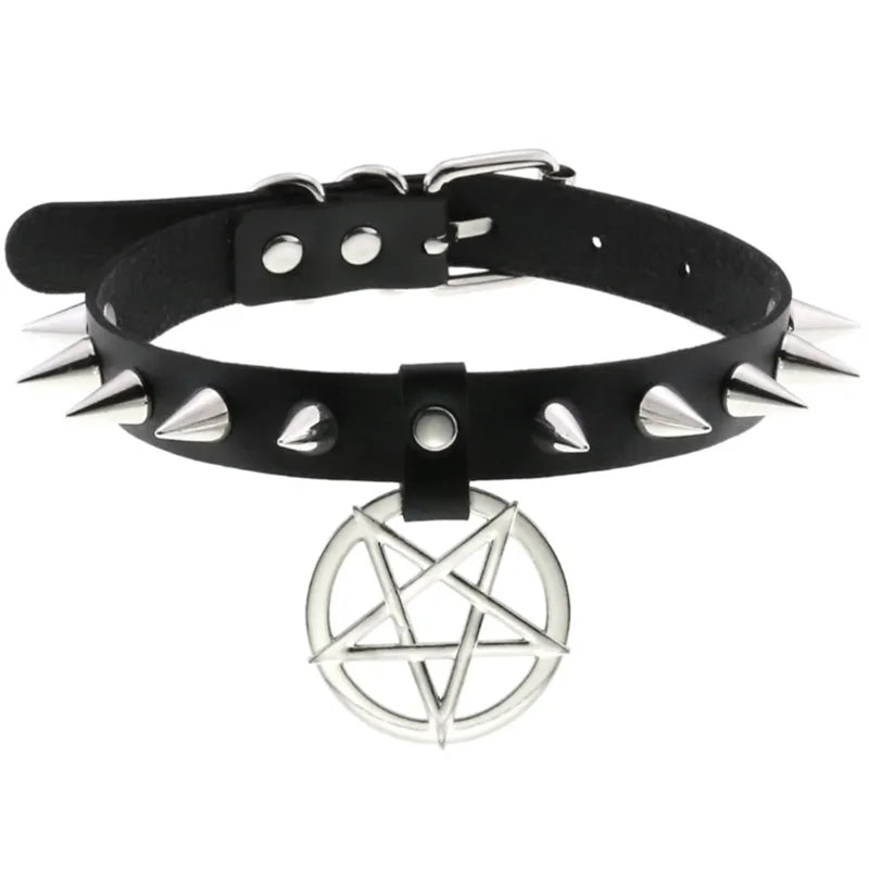 1pc Harajuku Gothic Spike Rivet Star Necklaces Collares Hip Hop Rock