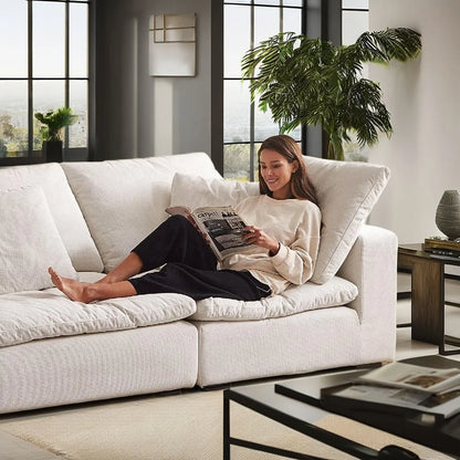 Contemporary Cream Style Living Room Furniture Modular Furniture Corner Cloud Sofa