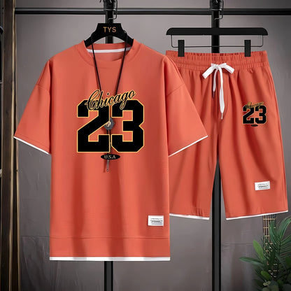The 2025 summer new men's set features street fashion casual comfort softness breathability and 3D digital pattern printing