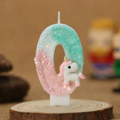 Birthday Candle 0-9 Number Birthday Party Cake Candle Pink Unicorn Birthday Candles for Cake Blue Children's Birthday Decor