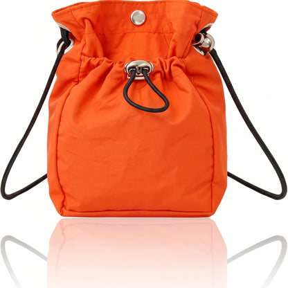 Unisex Lightweight Waterproof Nylon Drawstring Crossbody Bag Mini Dual Closure Adjustable Phone Shoulder Purse Travel Sling Bag