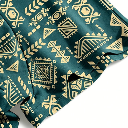 3pcs/set Fashion Men Underwear Men's Retro Geometric Print Boxer Briefs Soft Breathable Mid-Waist Underwear Comfortable Shorts