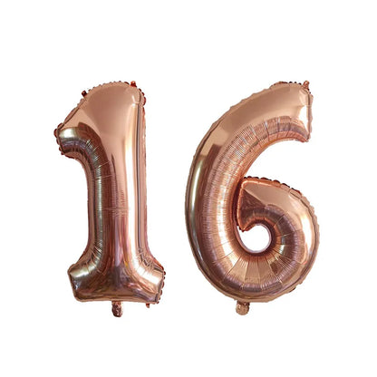 2Pcs 32 Inch Gold Silver Black Blue Red Helium Foil Number Balloon 16 17 18 19 20 21 Happy Birthday Party Decoration Supplies