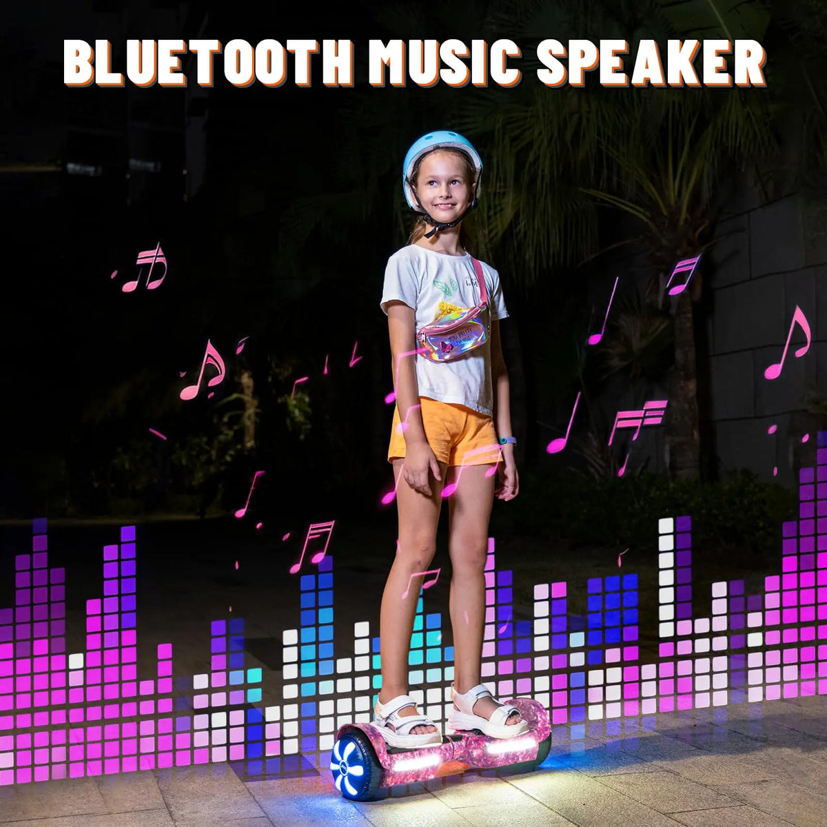 Simate K1 6.5" Hoverboard Electric Self Balancing Scooter with Bluetooth Speaker Colorful Lights UL2272 Certified All Terrain