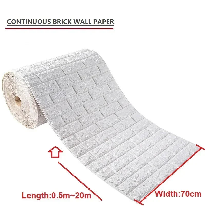 70cmx1/5/10m 3D Wallpaper Decoration Self-Adhesive Antique Foam Brick
