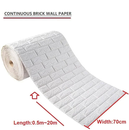 70cmx1/5/10m 3D Wallpaper Decoration Self-Adhesive Antique Foam Brick