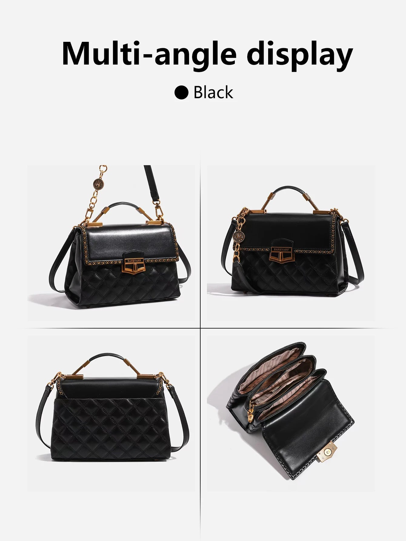 Luxury fashion elegant handbag retro rhombus design ladies shoulder bag advanced temperament bag heavy industry lock flip handba