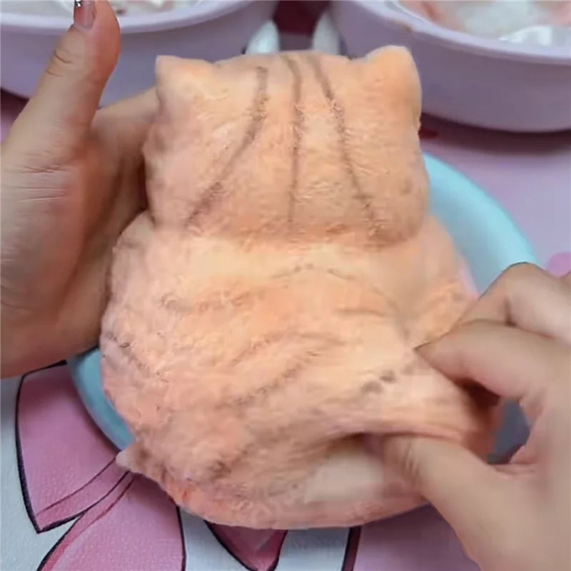 Cute Kawaii Cat Squishy Soft Silicone Stress Relief Squeeze Toy Anxiety Relief Desk Buddy Gift for Kids Adults Desk Decor Gift