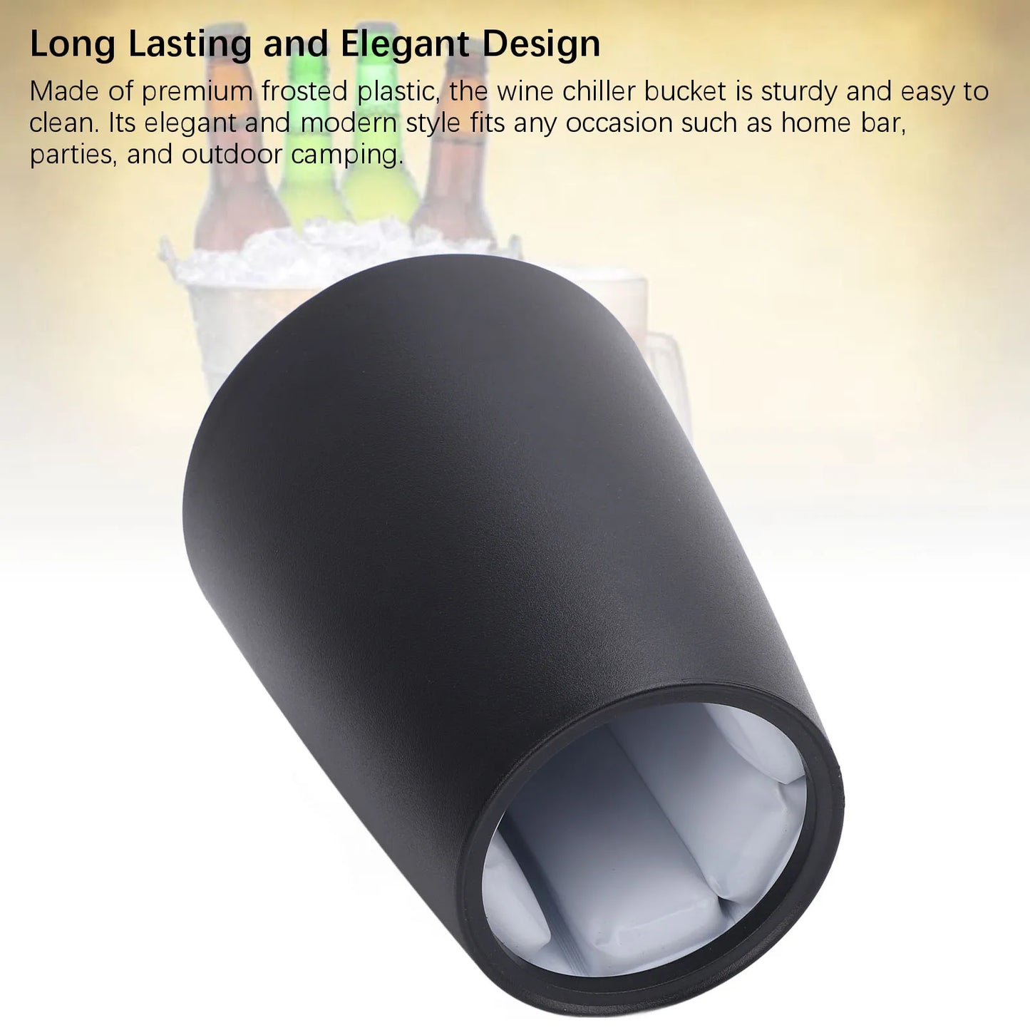 Wine Bottle Cooler Bucket Quick Cooling Gel Pack Dry and Clean Wine Chiller Bucket Frosted Plastic Portable Elegant for Car