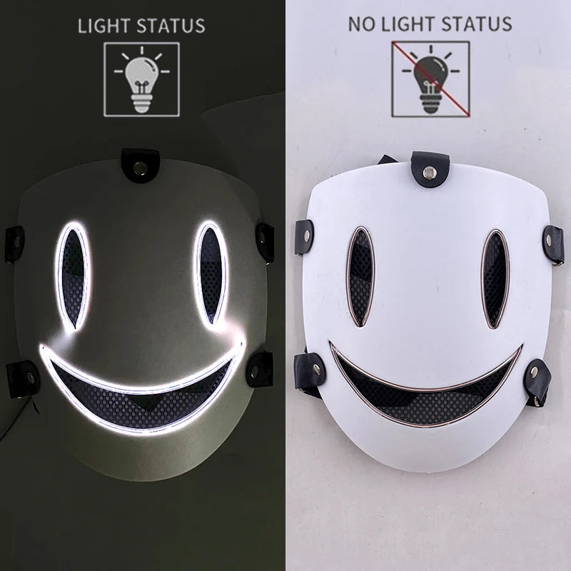 Anime High Rise Invasion Sniper LED Light up Mask Japanese Killer Japanese White Masks Carnival  Halloween Party Costume Props