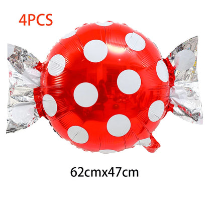 4Pcs Colorful Candy Foil Balloons Children's Birthday Party Decoration Striped Polka Dots Balloon Kids Baby Shower Christmas