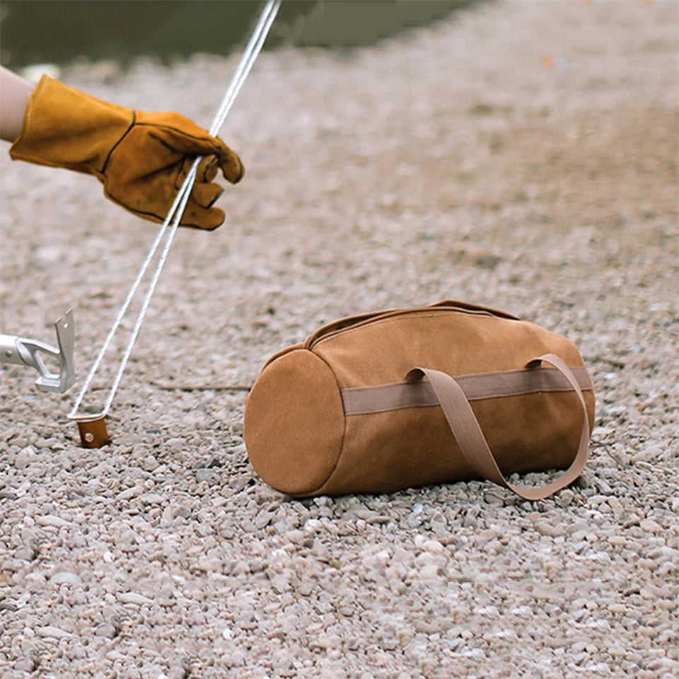 Camping Tools Storage Bag Large Capacity Cylinder Tent Stake Bag Lightweight Tent Peg Ground Nail Holder Bag for Outdoor Camping