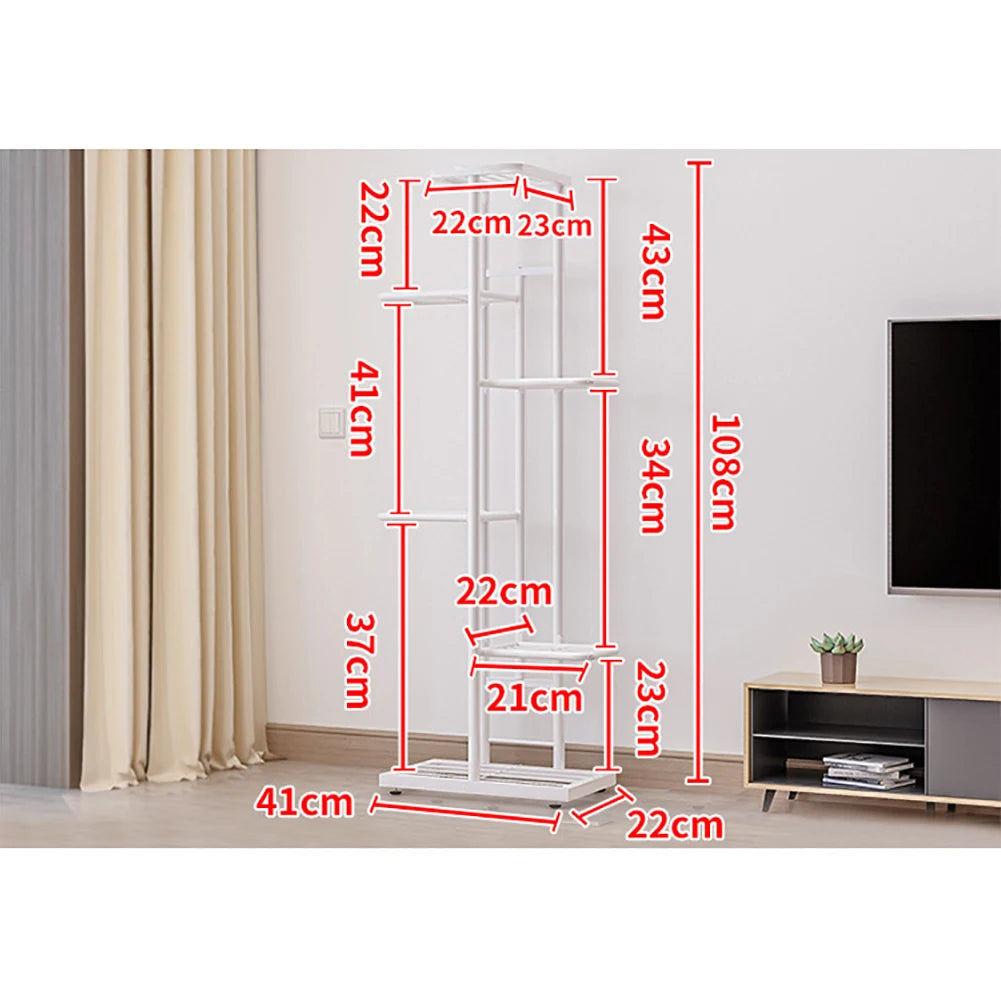 6 Tier Plant Stand, 7 Potted Indoor Tall Plant Holders, Corner Metal Tiered Plant Stands, Multiple Plant Display Rack Organizer For Living Room Balcony