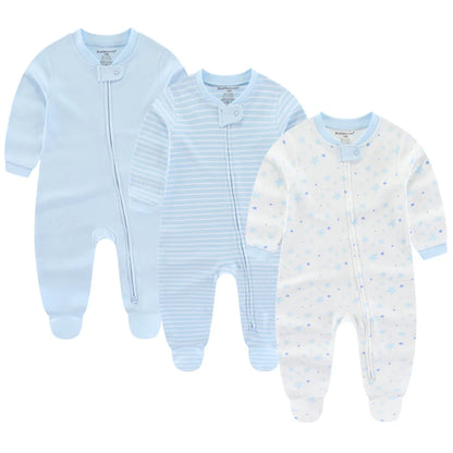 3PCS Newborn Cotton Baby Girl Clothes Cartoon Baby Boy Clothes Sets Autumn Long Sleeve Jumpsuits Spring Zipper Bebes
