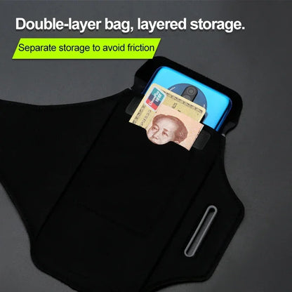 Cell Phone Running Armband Holder for iPhone 17 16 15 14 Pro Max Galaxy S25 S24 Sweatproof Arm Band with Card/Key Bag