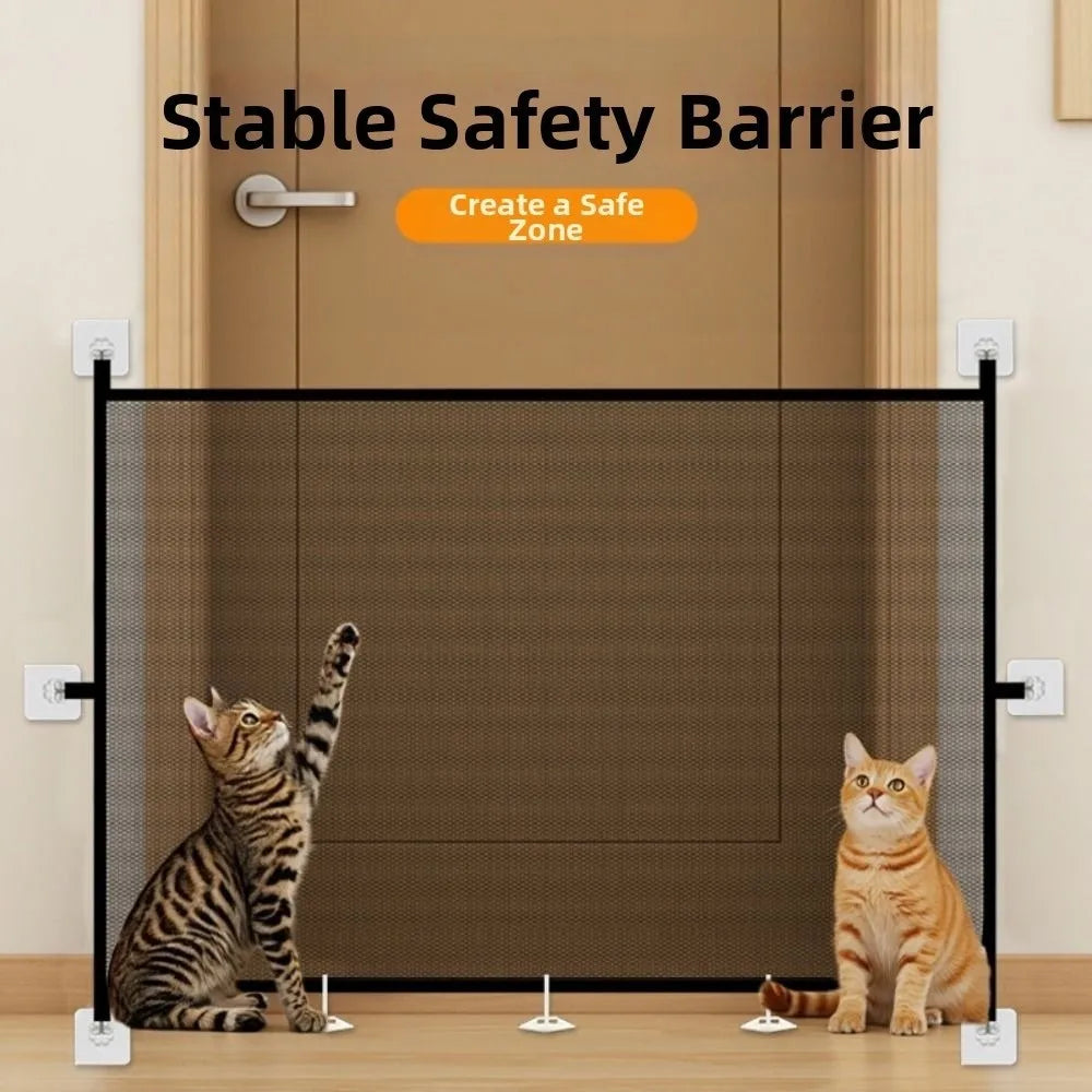 New Portable Retractable Pet Barrier Fences Folding Mesh Pet Safety Gate with Hooks Anti-Escape Dog Isolation Gate Stairs