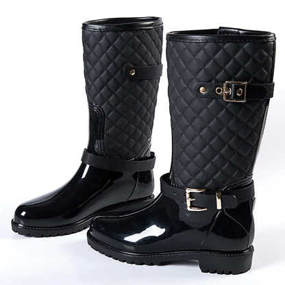 2023 fashion quality water rain shoes warm women's plaidlady rain boots in the rain boots ladys rainboots women boots shoes