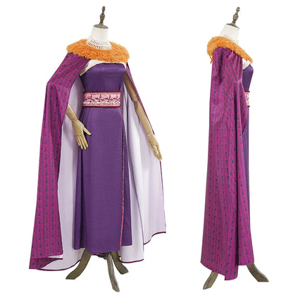 Women Moana Cosplay Costume Villain Matangi Dress Cloak Purple Suit Halloween Outfits Fur Collar Belt Full Set