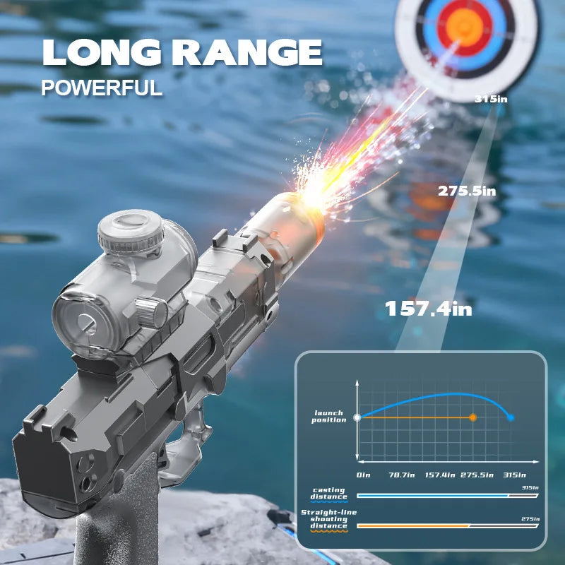 Automatic continuous shooting electric water gun, outdoor beach toys, long-distance water gun with lights, swimming toys