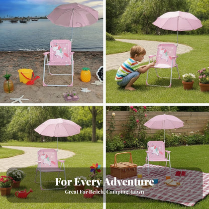 Kids Beach Chair with Umbrella Portable Children Camping Chair Sun Protection Lightweight Kid Parasol Chair for Outdoor Camping