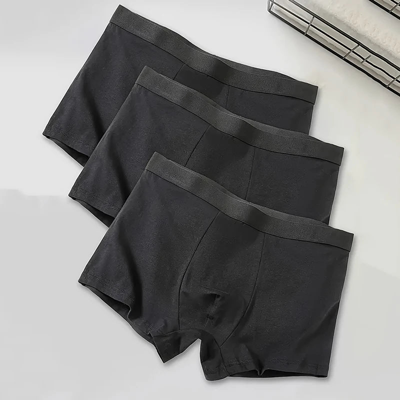 3-Piece Set Of Men's Black Sexy Boxer Shorts, Soft And Breathable Casual Underwear, Men's Comfortable Boxer Shorts