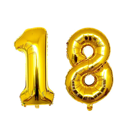 2Pcs 32 Inch Gold Silver Black Blue Red Helium Foil Number Balloon 16 17 18 19 20 21 Happy Birthday Party Decoration Supplies