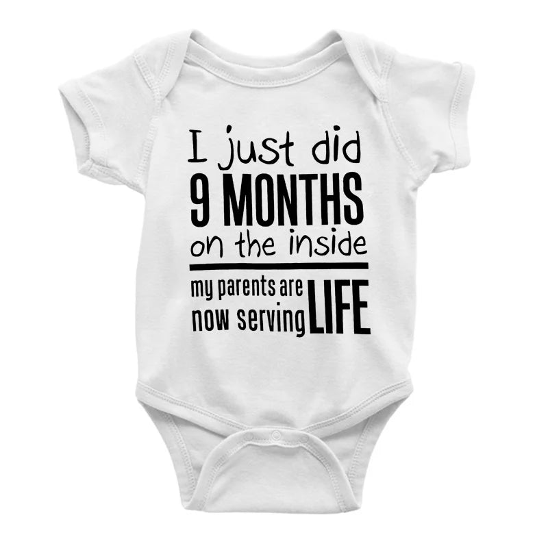 Funny "I Just Did 9 Months" Letter Print Newborn Bodysuit Casual Short Sleeve Jumpsuit Infant Baby Boys Girls Outfit Baby Onesie