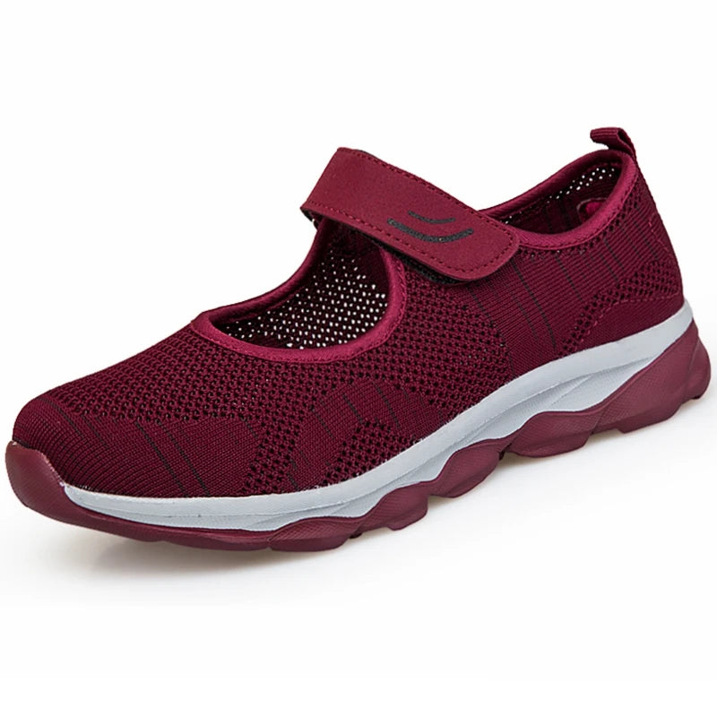 Women's Breathable Walking Shoes Ladies Fashion Mary Jane Sneakers Adjustable Working Nurse Shoes Lightweight Flats Roll