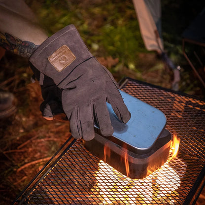 Campingmoon  Flame Retardant Heat Insulation Leather High Temperature Outdoor Camping Picnic BBQ Gloves