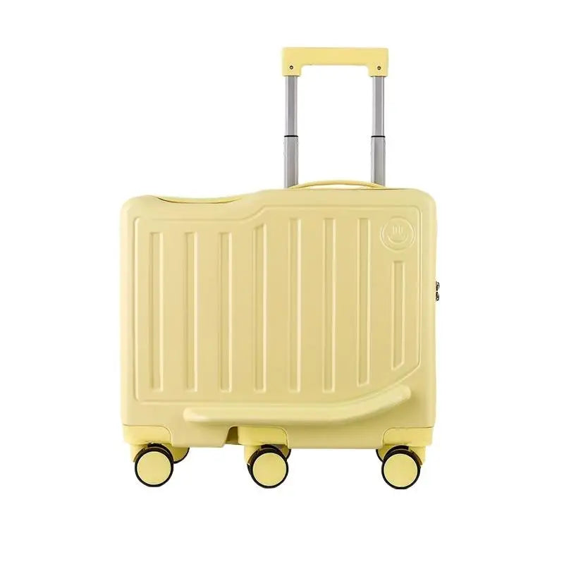 Rideable 20 Inch Rolling Suitcase Password Lock Portable Carry On Luggage For Children Travel Vacation