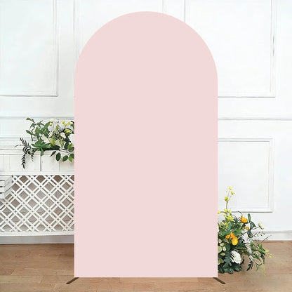 Pink Elastic Arch Backdrop Cover Spandex Fitted 2-Sided Round Top Chiara Arch Backdrop Cover for Wedding Party Birthday Banquet